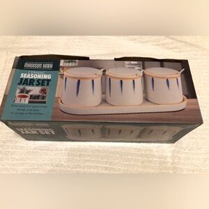 Ceramic Seasoning Jar Set - Blue, White and Yellow